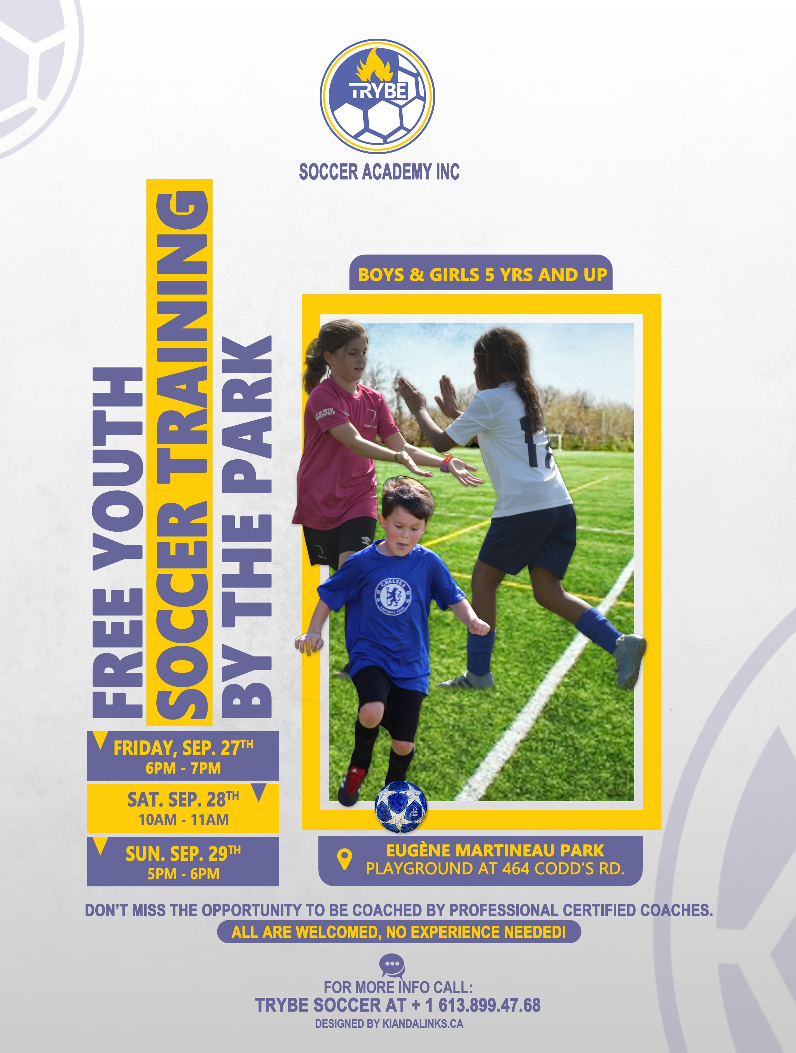 Free youth soccer training ad