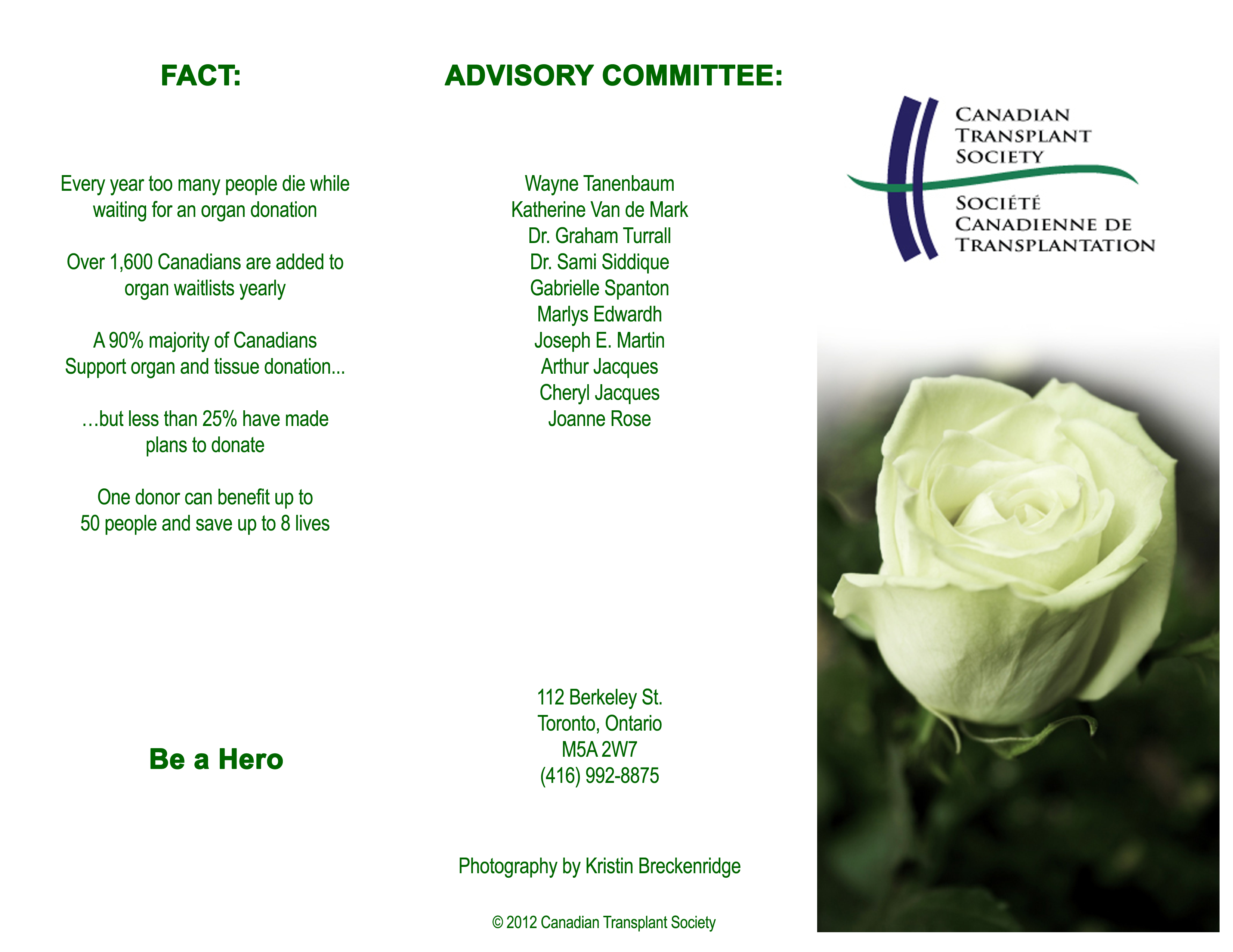 Transplant foundation brochure